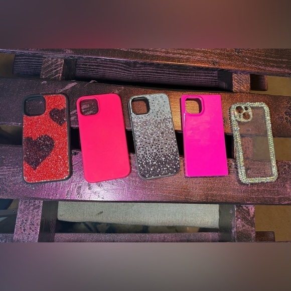 Other - Stylish Glitter Phone Case Set - Red, Pink, Black